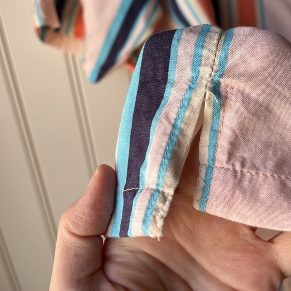 SUPER MASSIVE Peach Striped Button Down Top Size XL - Picture 5 of 9